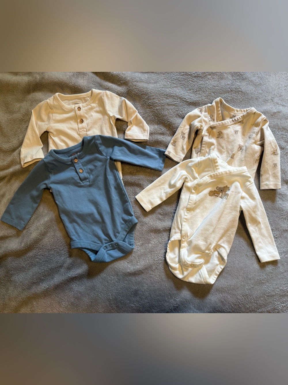 H&M and Cat & Jack Long-Sleeve Baby Bodysuit Set of 4 - size 0-3 Months